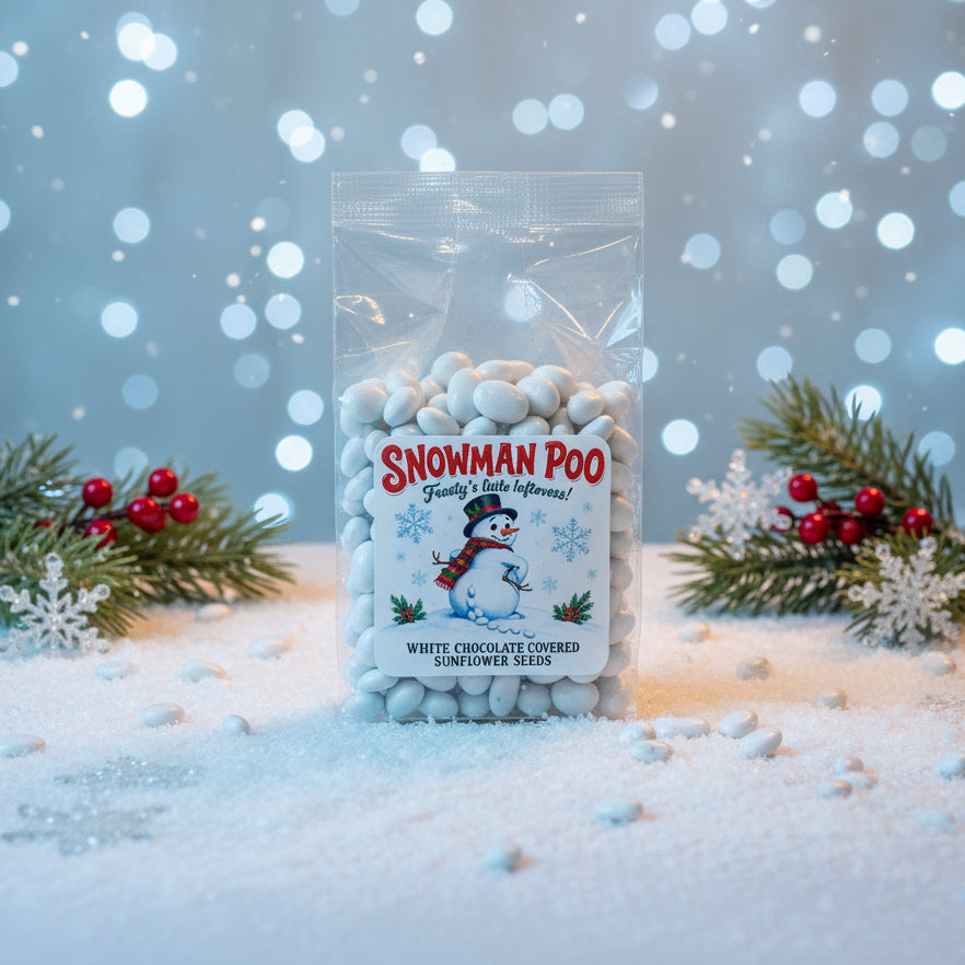 Snowman Poo-Chocolate Covered Sunflower Seeds