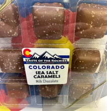 Load image into Gallery viewer, Irresistible Sea Salt Caramels With Colorado Flag Background