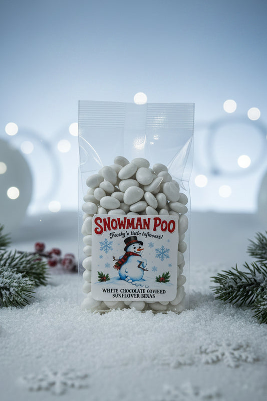 Snowman Poo-Chocolate Covered Sunflower Seeds