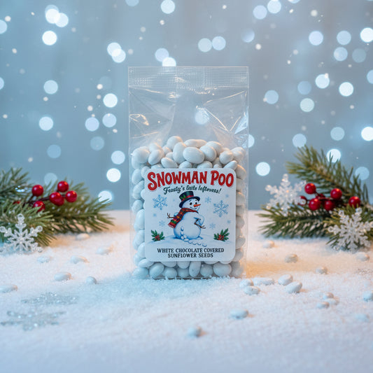 Snowman Poo-Chocolate Covered Sunflower Seeds